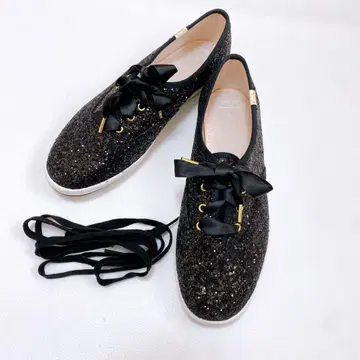 미사용 Keds x kate spade 글리터 반짝이 스니커즈 블랙