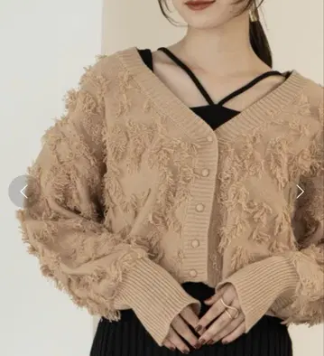 hinari 프린지 니트 숏 가디건
