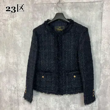 23구 트위드 노카라 자켓 38
