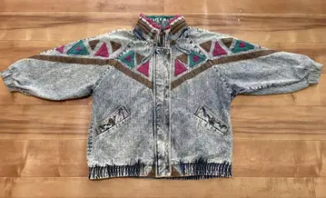 빈티지 WEATHERD BLUES 데님 디자인 블루종 80s90s