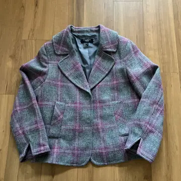 TALBOTS 그레이 핑크 체크 자켓 8P