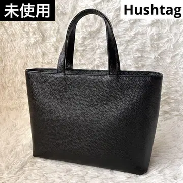 미사용 Hushtag 미니 토트백 히메지 가죽 주름 가죽 블랙