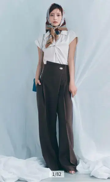 Rirandture 하이웨스트 랩 팬츠 모카 SS