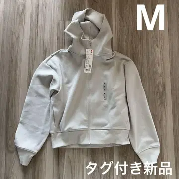 택 포함 새상품 유니클로 드라이 맨투맨 풀 집업 후드티 라이트 그레이 M