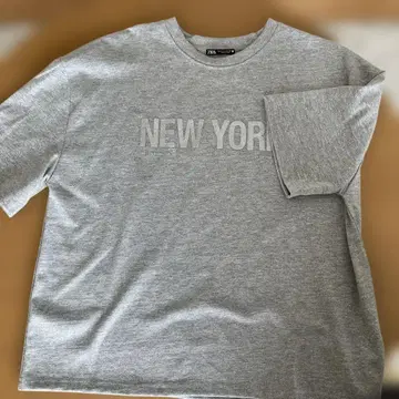 ZARA 그레이 NEW YORK 반팔 T셔츠 S 라메