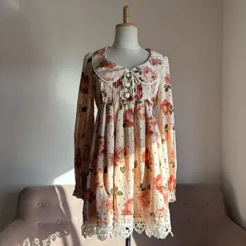 리즈리사 원피스 꽃무늬 핑크 레이스