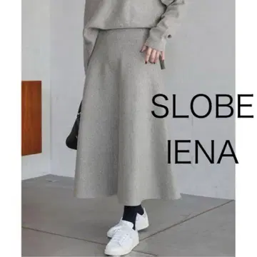 SLOBE IENA 밀라노 리브 니트 플레어 스커트