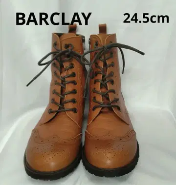 미사용 BARCLAY 버클레이 천연 가죽 숏부츠 브라운 24.5