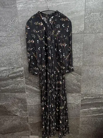 ZARA 꽃무늬 롱 셔츠 원피스 (블랙) S