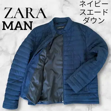 ZARA MAN 네이비 스웨이드 느낌 퀼팅 다운 자켓 XL