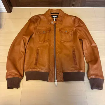 디스퀘어드 양가죽 라무 레더 자켓 카멜 지퍼