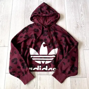 adidas Cropped Hoodie 2XOT 버건디 후드티