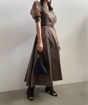 ameri vintage SHEER PUFF SLEEVE DRESS