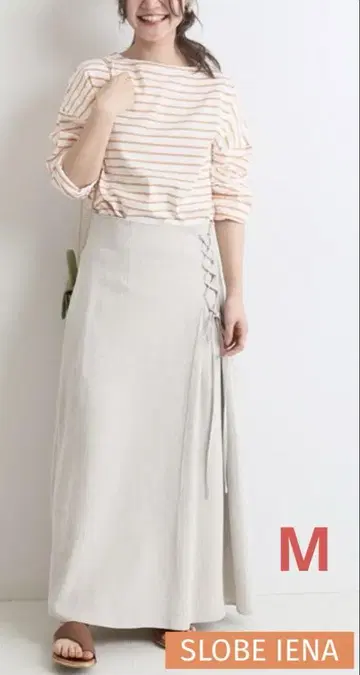 SLOBE IENA 린넨 레이스업 스커트