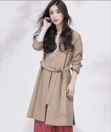 nano 베이지 롱 코트 허리 벨트 포함