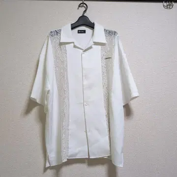 Subciety Lace panelshirt 화이트 반팔 셔츠