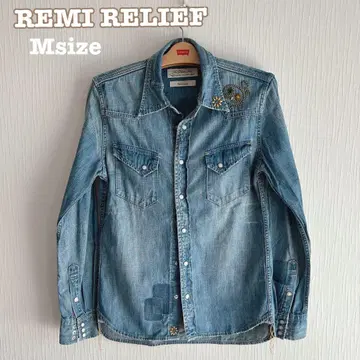 REMI RELIEF 레미 릴리프 스컬 스터드 데님 웨스턴 셔츠 M