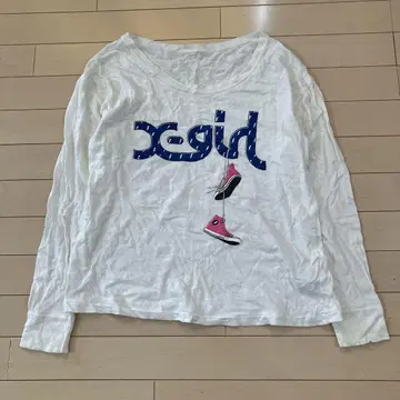 9.24 엑스걸 스니커즈 패턴 긴팔T셔츠 화이트1