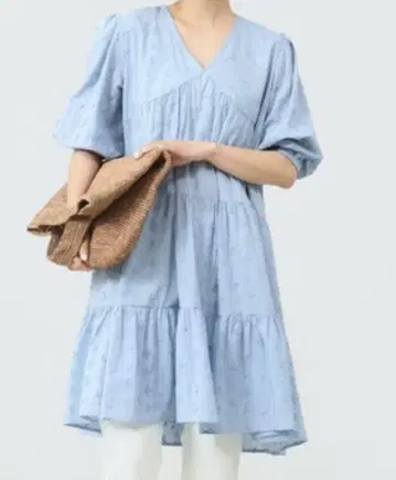 B:MING by BEAMS 3D 자수 원피스 블루