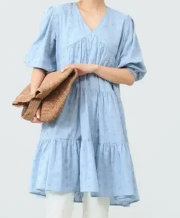 B:MING by BEAMS 3D 자수 원피스 블루