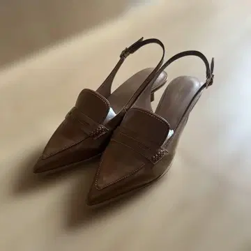 GLR 베이지 스틸레토 슬링백 펌프스