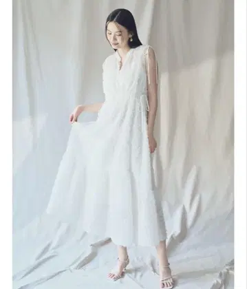 FRAY.ID [00 사이즈] 프린지 자카드 티어드 원피스