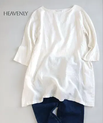HEAVENLY 헤븐리 린넨 튜닉 화이트 린넨 100% 심플