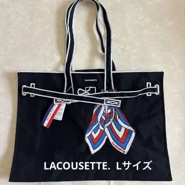 LACOSTE 블랙 토트백 스카프 자수