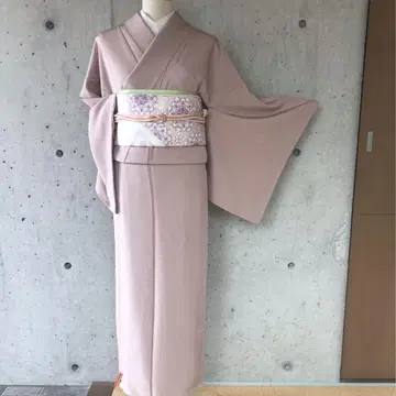 [ 사가라 자수 ] 순수 실크 자수 패턴 호몬기 무지 이중 기모노