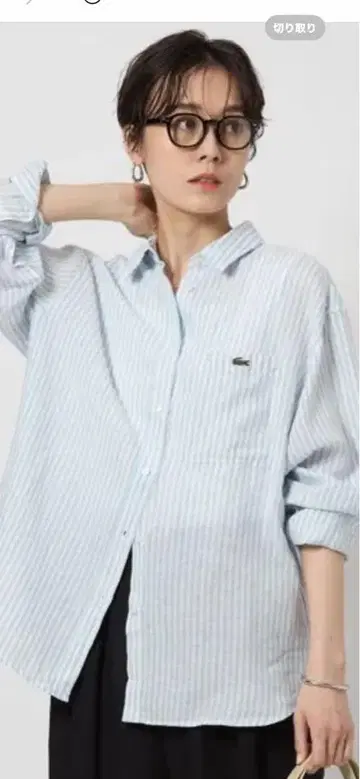 LACOSTE 스트라이프 긴팔 셔츠 프리