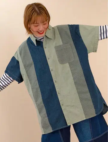 패널 절개 오버 다이 블라우스