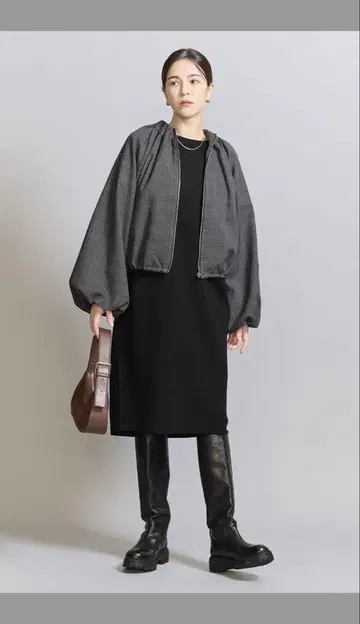 [ 새상품 택 포함 ] United Arrows 글렌체크 개더 블루종