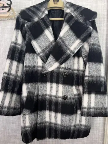 Heather 체크 무늬 코트