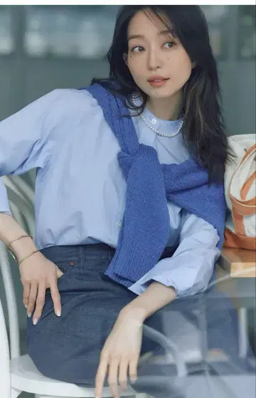 23구 my standard 블루 밴드 카라 셔츠