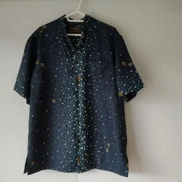 MAUNU 알로하 셔츠 반팔 다크 블루