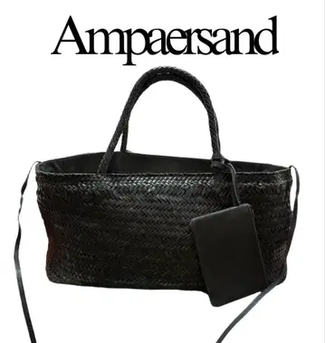 Ampaersand 리얼 가죽 편직 블랙 토트백