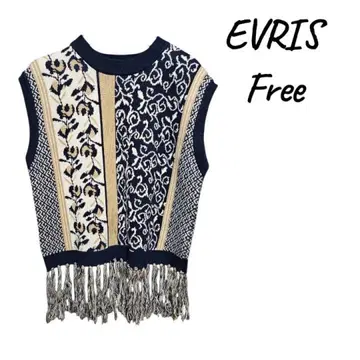 [ 새상품급 ] EVRIS 프린지 니트 베스트 Free