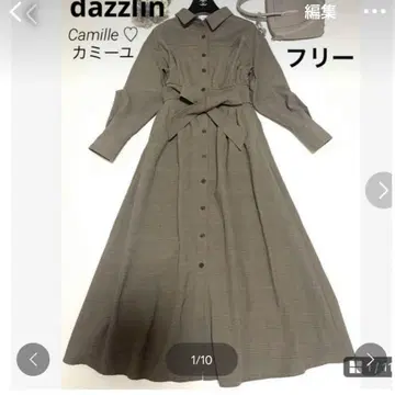 [ 새상품급 ] dazzlin 다즐린 롱 원피스 체크 리본 셔츠