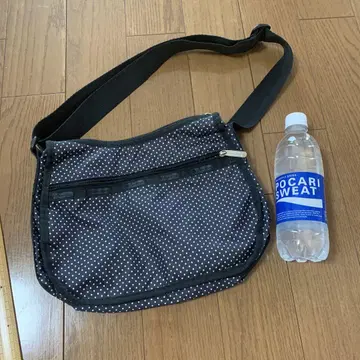 레스포 숄더백 블랙 화이트 도트