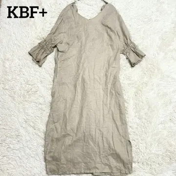 [KBF 플러스] 린넨 혼방 원피스(F) 워셔블 개더 슬리브 베이지