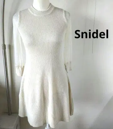 스나이델 니트 플레어 원피스 키나리 시어 도트 슬리브