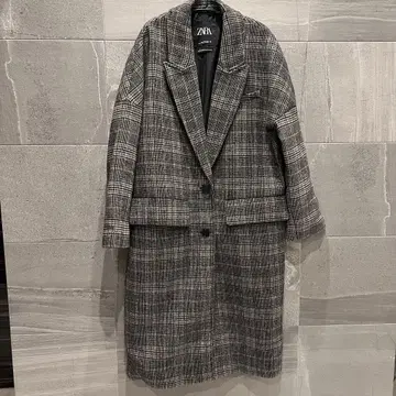 ZARA 체크 롱 자켓 코트