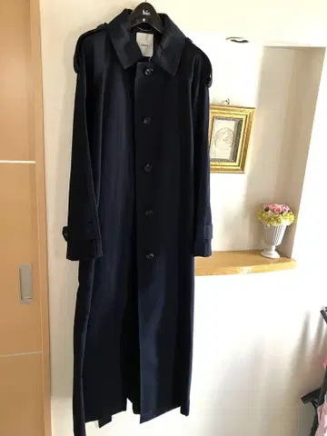 새상품급 에부르 코튼 실크 샴브레이 스텐카라 코트 22AW