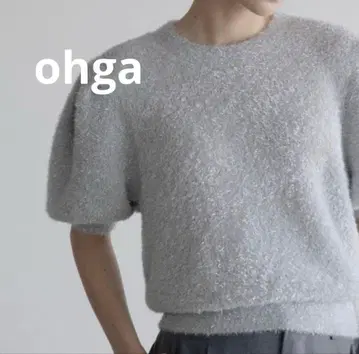 ohga Shiny 니트 퍼프 슬리브 라메