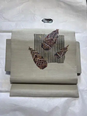 나고야 오비 죽순 문양 염색 금채