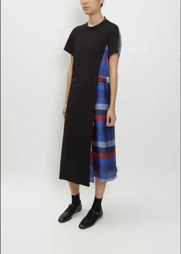 새상품급 sacai 체크 드로잉 원피스