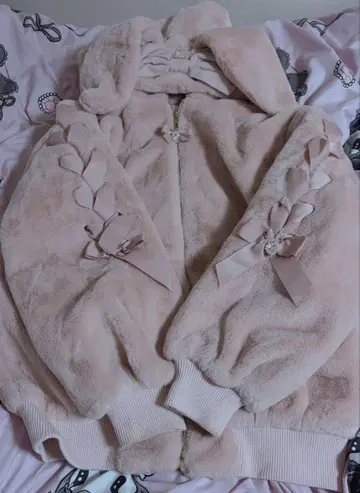 LIZLISA 토끼 귀 퍼 블루종 핑크