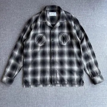 Rafu 라프 옴브레 체크 오픈 카라 셔츠 box shirts M