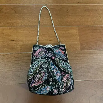 비즈 자수 블랙 파티 백