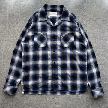 Rafu 라프 옴브레 체크 오픈 카라 셔츠 box shirts L